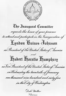 Csu 2012 10 Prints: Invitation to the Inauguration of Lyndon Baines Johnson as President and Hubert Horatio Humphrey as Vice President