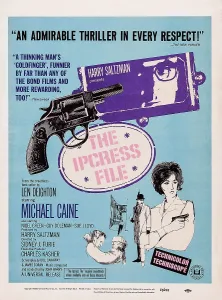 THE IPCRESS FILE, top: Michael Caine on poster art, 1965