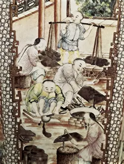 China Prints: IRAN. Tehran. Golestan Palace. Detail of vase with scene of metal boxes making