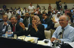 Beginnings Prints: Iraqi Interim Authority Conference meeting on April 28 2003 to establish a democratic process for governing Iraq after