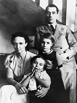 Chemists Prints: Irene and Frederic Joliot-Curie with their children, Helene and Pierre, Nov. 1935