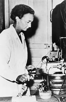 Lab Coat Prints: Irene Joliot-Curie, French nuclear physicist and daughter of Marie Curie at work in her lab