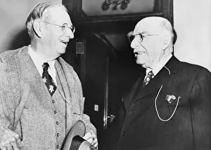 Industrialists Prints: Irenee DuPont (left) discusses the day's court proceedings with his brother, Pierre