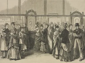 Famine Prints: Irish Americans withdrawing money to send to the old country during the Famine of 1879-80