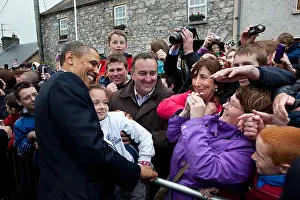 Irish Prints: Irish crowds greet President Barack Obama along Main Street in Moneygall