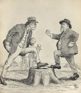 Reform Prints: THE IRREPRESSIBLE CONFLICT IS AT HAND, political cartoon by McKee Barclay, 1912 or 1913