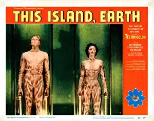 Faith Prints: THIS ISLAND EARTH, US lobbycard, from left: Rex Reason, Faith Domergue, 1955