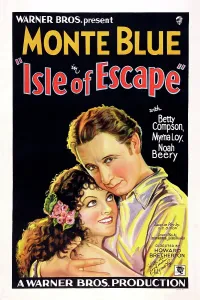 Flowers In Hair Prints: ISLE OF ESCAPE, l-r: Myrna Loy, Monte Blue on poster art, 1930