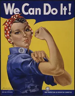 Muscles Prints: We Can Do It! World War 2 poster boosting morale of American women contributing to the war effort