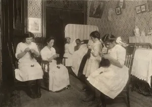Craft Prints: Italian-American family doing homework in their apartment