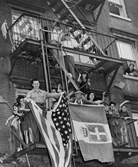 Balcony Prints: Italian Americans celebrating the armistice between Italy and the Allies