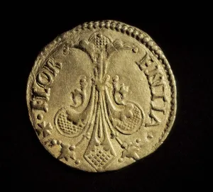 Square Prints: Italian coin florin (1484). Fleur de lis