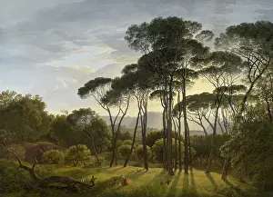 Neoclassicism Prints: Italian Landscape with Umbrella Pines