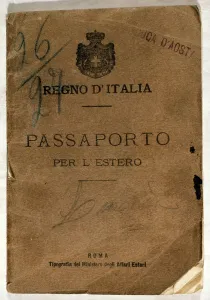 Nevada Prints: Italian Passport. Italian passport issued to Lucia Forgnone and her son Giuseppe Boggio