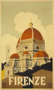 Firenze Prints: Italian travel poster shows Santa Maria del Fiore