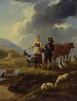 Open Prints: Italianate landscape with shepherds and flock