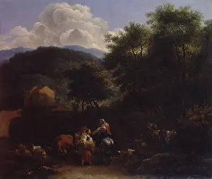 Shepherd Prints: Italianate landscape with shepherds and flock