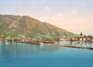 Lake Como Prints: Italy, Lake Como, (Lago Di Como), the harbor, photochrom, circa early 1900s