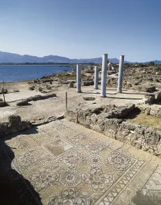 Sardinia Prints: ITALY. SARDINIA. Nora. Romain mosaic in a house of the archaeological site