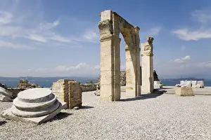 Lombardia Prints: ITALY. Sirmione. Roman baths and Lake Garda