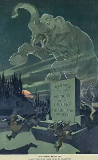 Drawings Prints: IT'S COMIN AFTER US! Political cartoon on Puck Magazine, Oct. 30, 1912