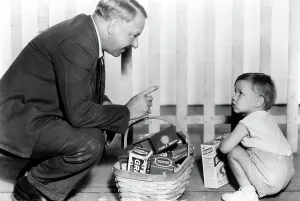 Picket Fence Prints: IT'S A GIFT, W. C. Fields, Baby LeRoy, 1934, basket