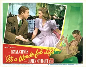 Stewart Prints: IT'S A WONDERFUL LIFE, US lobbycard, from left: James Stewart, Donna Reed, 1946