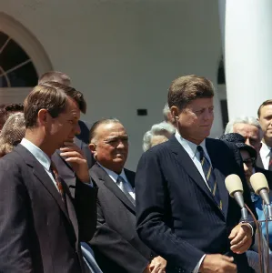 Cabinet Room Prints: J. Edgar Hoover joins President John Kennedy for White House ceremony
