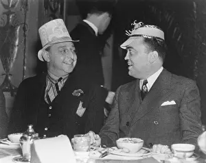 Dishes Prints: J. Edgar Hoover and Julius Lulley enjoying a festive breakfast at Washington's Mayflower Hotel