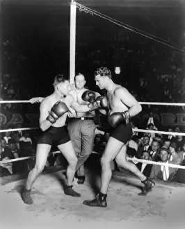 Manassa Mauler Prints: Jack Dempsey boxing with his trainer and sparring partner