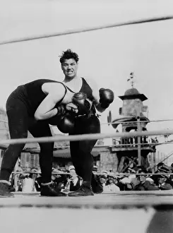 Spectators Prints: Jack Dempsey slugging Tony Fuentes during a benefit match for the 1927 Mississippi Flood Fund in Santa Monica