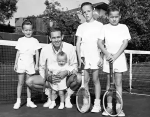 Tennis Court Prints: Jack Kramer (second from left) at home with his sons (from left): Bobby