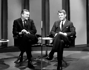 Jack Prints: THE JACK PAAR PROGRAM, from left, Jack Paar, Robert F. Kennedy, aired March 13, 1964