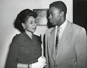 World Champions Prints: Jackie Robinson, Brooklyn baseball player and his wife Rachel outside the HUAC committee room