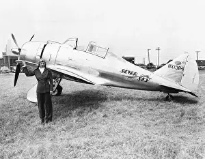 Menswear Prints: Jacqueline Cochran with her new speed plane