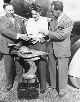Winner Prints: Jacqueline Cochran receives Bendix Trophy