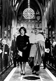 1960s Candids Prints: Jacqueline Kennedy, escorted by Richard Cardinal Cushing at the Holy Cross Cathedral in Boston