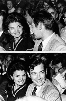 Presidents Widows Prints: Jacqueline Kennedy Onassis and architect Edward Barnes attend a broadway musical