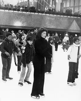 Presidents Widows Prints: Jacqueline Kennedy Onassis ice skating at Rockefeller Center