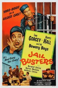 Prison Bars Prints: JAIL BUSTERS, top l-r: Leo Gorcey, Huntz Hall, bottom l-r: Huntz Hall on poster art, 1955