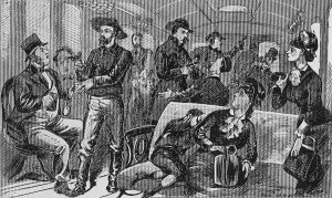 Bandits Prints: The James Brothers robbing a Missouri train. 1870's