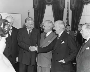 Administration Prints: James Byrnes (right) congratulating George Marshall upon his swearing in as Secretary of State