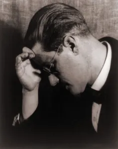 Irish Prints: James Joyce (1882-1941), Irish writer and author of ULYSSES (1922) and FINNEGANS WAKE (1939) in 1922 portrait