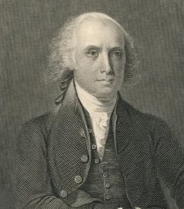 Gilbert Prints: James Madison in portrait engraving based on by Gilbert Stuarts 1809-1817 portrait from life (BSLOC_2019_6_185)