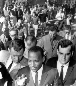Civil Rights Prints: James Meredith, first African American ever enrolled at the University of Mississippi is trailed by reporters and U