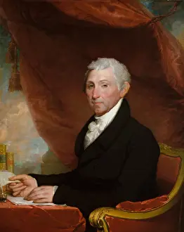 Books Prints: JAMES MONROE, by Gilbert Stuart, 1820-22, American painting, oil on canvas