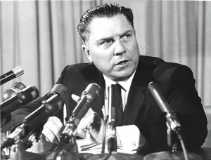 Everett Site Prints: JAMES R. HOFFA- The union leader during a press conference announcing wage-benefit demands on the trucking industry
