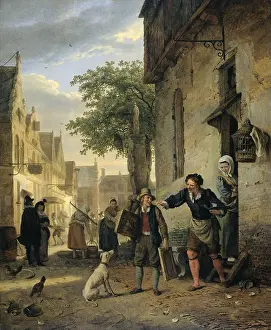 Belgium Prints: Jan Steen Sends his Son to the Streets to Exchange Paintings for Beer and Wine