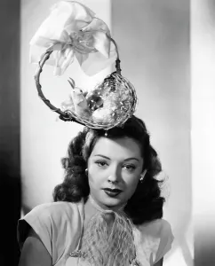 Greer Prints: Jane Greer, modeling an enterprising Easter bonnet, 1947