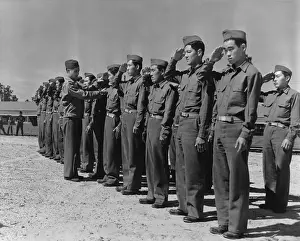 Immigration Prints: Japanese-American soldiers from Hawaii in basic training at Camp Shelby